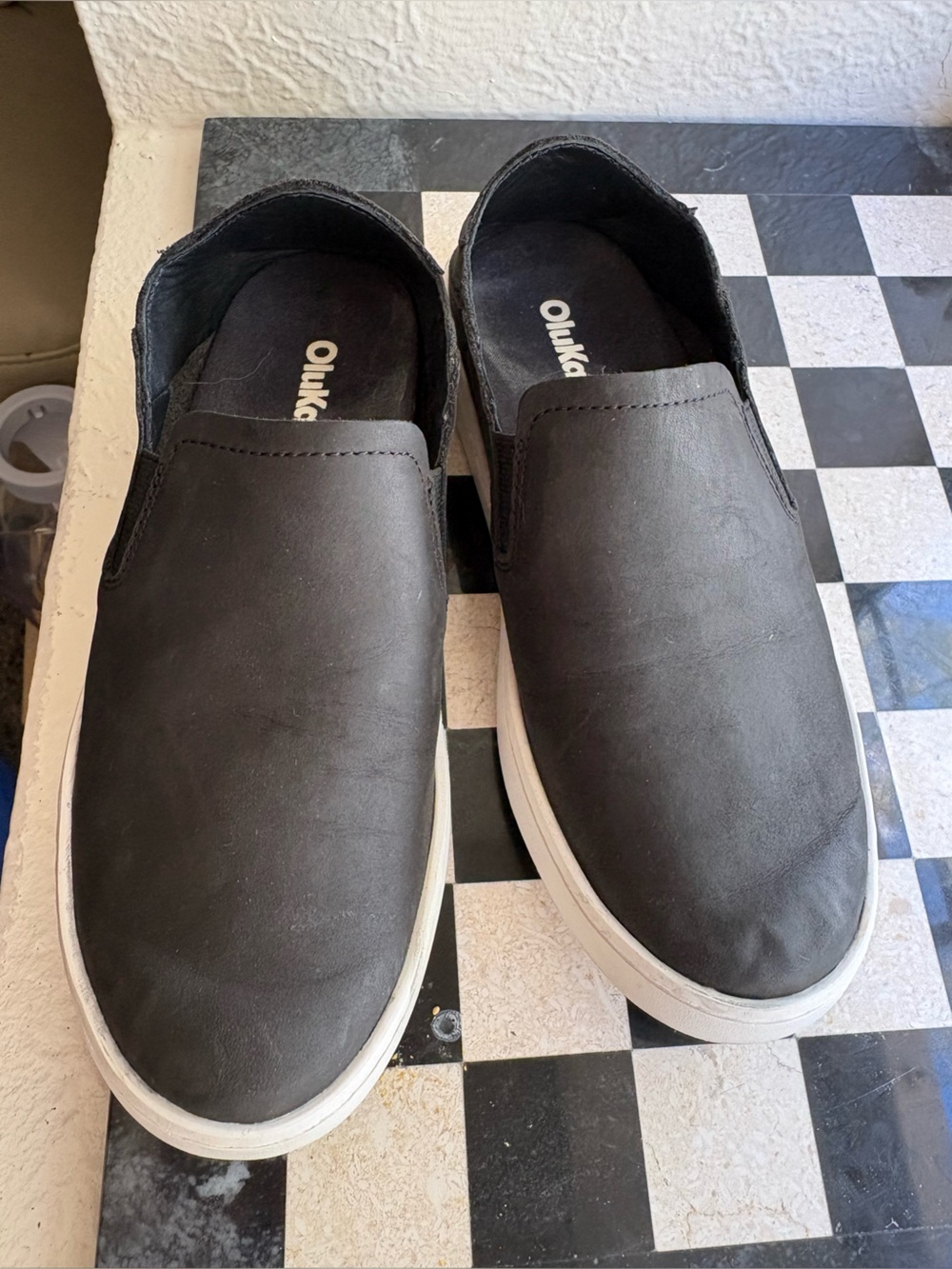 Black Leather Slip-ons